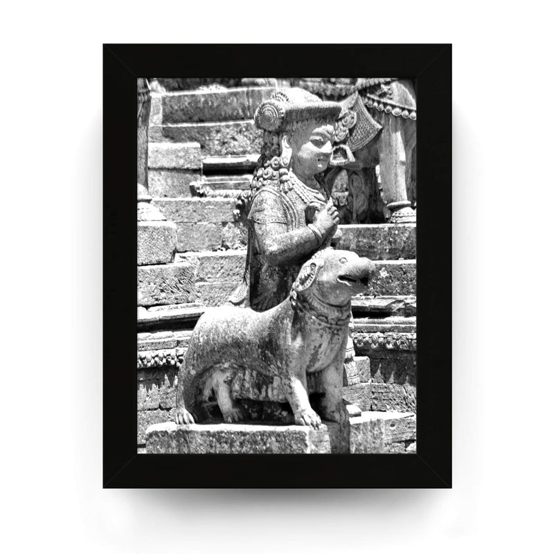 34 - Royal Court Ambassador Stone Statue - Patan Nepal, Durbar Square - Framed Photo Print