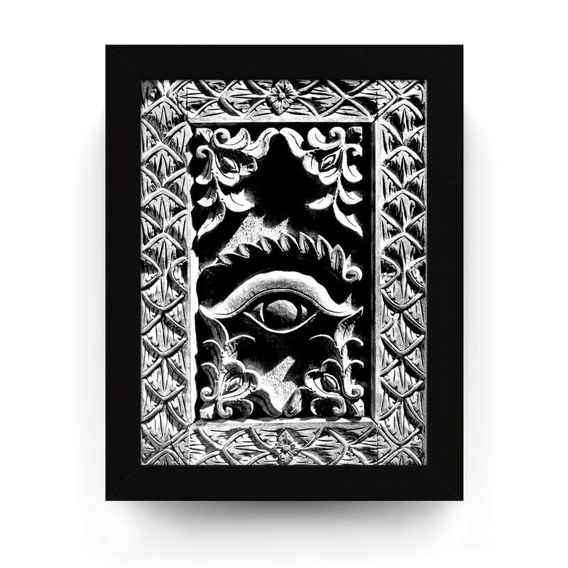 36 - Wood Carving Of Eye And Flowers - Patan Nepal, Durbar Square - Framed Photo Print