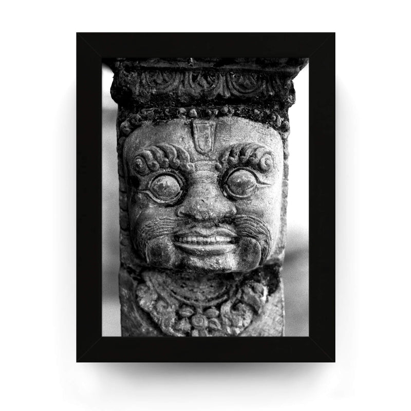 40 - Stone Carving Of Face Detail - Patan Nepal, Durbar Square - Framed Photo Print